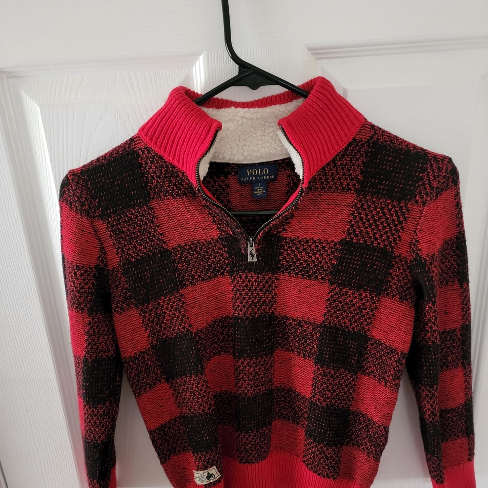 Polo Ralph Lauren kids unisex wool and cotton faux fur sweater size 7